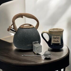 POLIVIAR TEA KETTLE + HARLEY-DAVIDSON MUG + NEW TEA BALL INFUSER SET